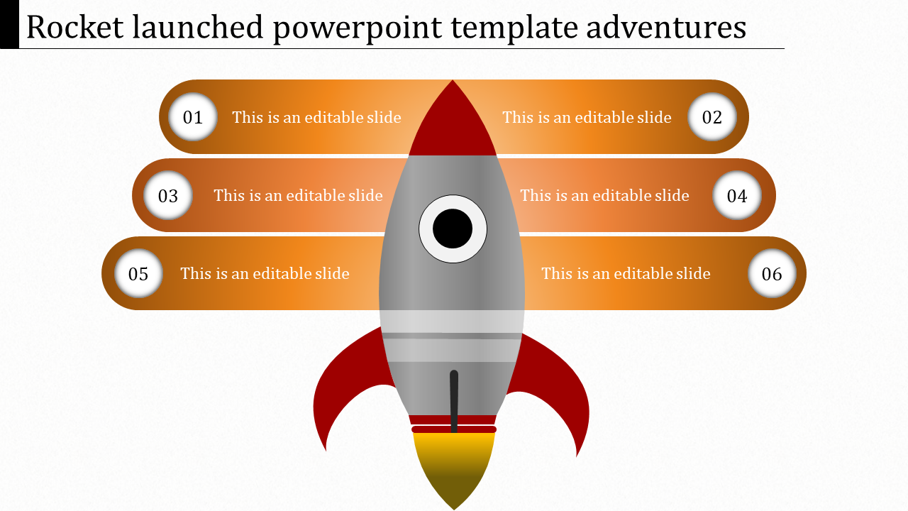 rocket launched powerpoint template-orange